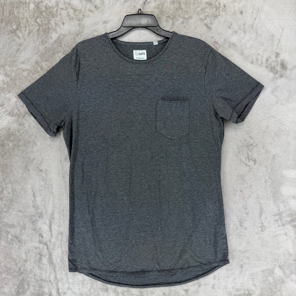 Cuts Clothing The Friday Projects Pocket Tee Charcoal Heather Grey XL Curved Hem